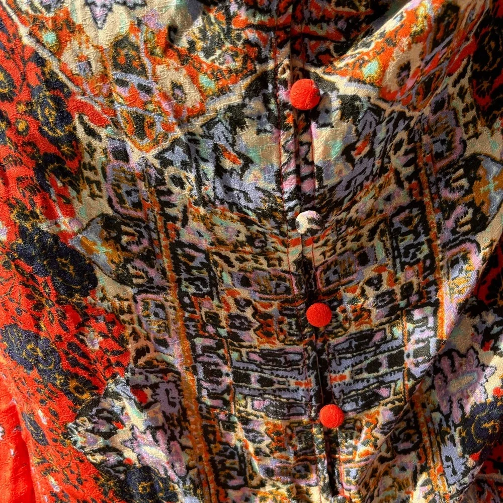 Free People Intimately Orange Multi-Color Artsy Spaghetti Strap Maxi Dress NWT - Picture 7 of 11
